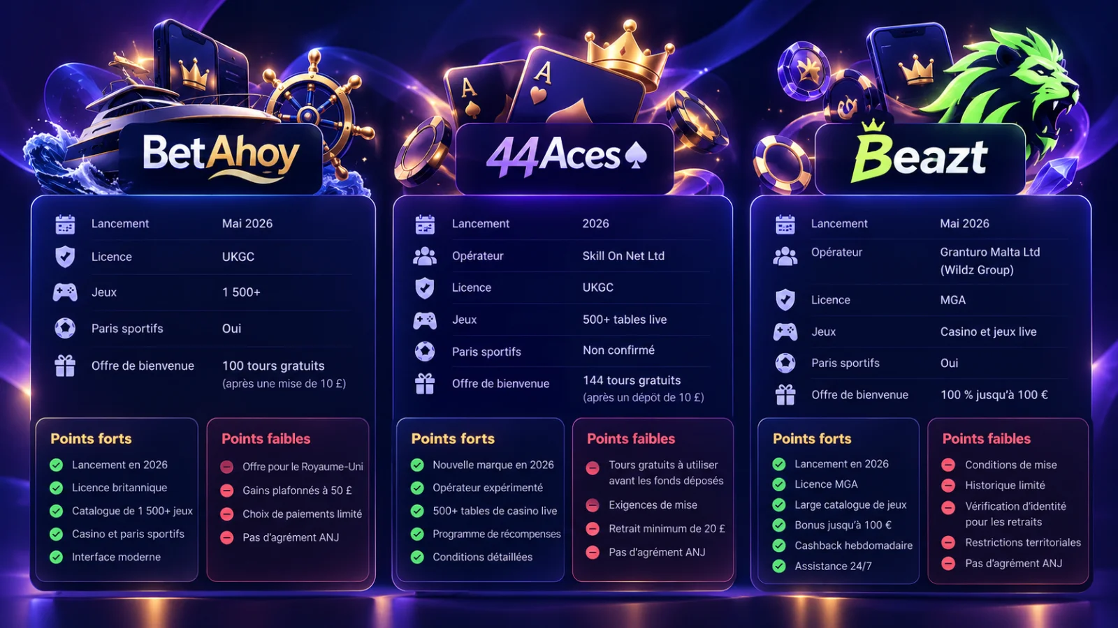 Comparison of 3 New Online Casinos Launched in 2026